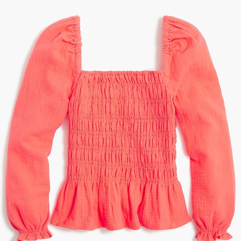 J Crew Smocked Long Sleeve Blouse